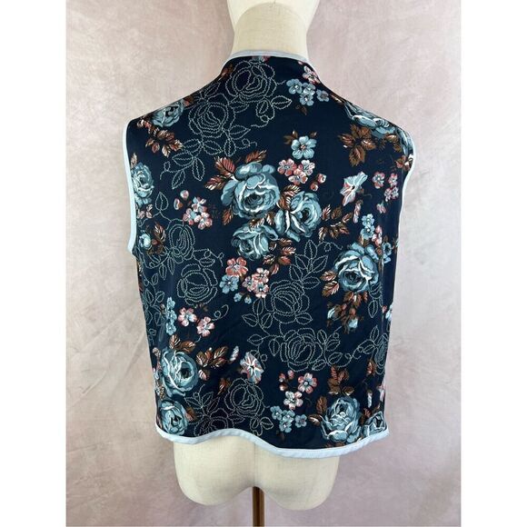 Vintage Montgomery Ward Vest Rose Floral Print - Picture 2 of 6